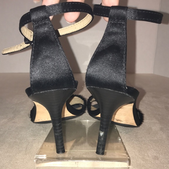 Coach Shoes 8.5 Black Satin Open Toe 3” High Heels Formal Semi Dressy Beaded - Picture 5 of 8